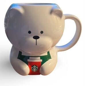 Starbucks White Red Green Ceramic Bearista Limited Edition Collector’s Mug::NEW